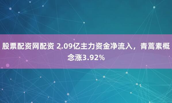 股票配资网配资 2.09亿主力资金净流入，青蒿素概念涨3.92%